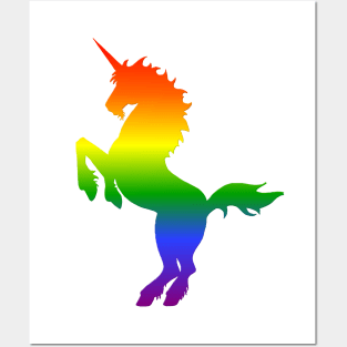 Rainbow Unicorn Silhouette Posters and Art